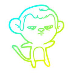 cold gradient line drawing cartoon monkey