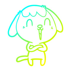cold gradient line drawing cute cartoon dog