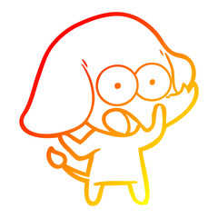 warm gradient line drawing cute cartoon elephant