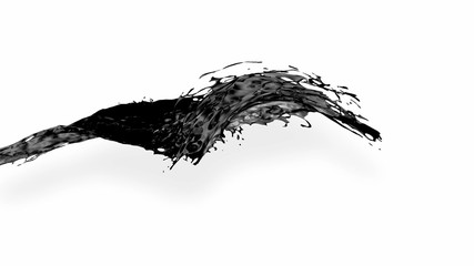 black splash like petroleum is hanging in the air. 3d rendering of liquid splash in cartoon style. 5
