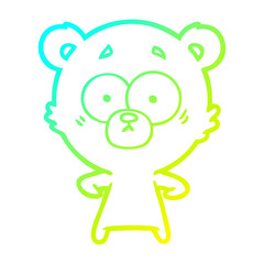 cold gradient line drawing surprised polar bear cartoon