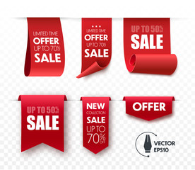 Sale tag. Red discount banner. 