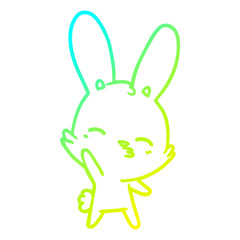 cold gradient line drawing curious waving bunny cartoon