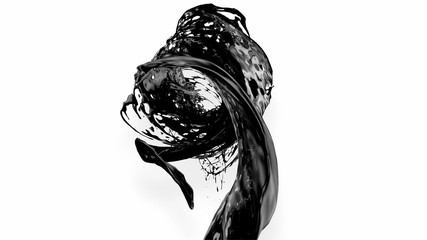 black splash like petroleum is hanging in the air. 3d rendering of liquid splash in cartoon style. 17