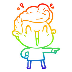 rainbow gradient line drawing cartoon excited man