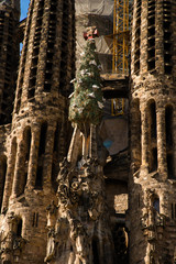 BARCELONA, SPAIN - April, 2019: Famous Antonio Gaudi Sagrada Familia Cathedral, in Barcelona. Landmark cathedral of Barcelona.