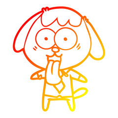 Obraz premium warm gradient line drawing cute cartoon dog wearing office shirt