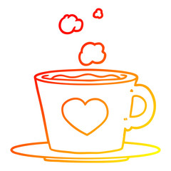 warm gradient line drawing a lovely cup of coffee