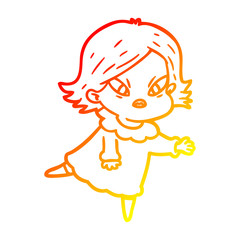 warm gradient line drawing cartoon stressed woman