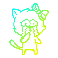 cold gradient line drawing cartoon cat
