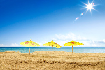 Summer photo of beach and umbrella 