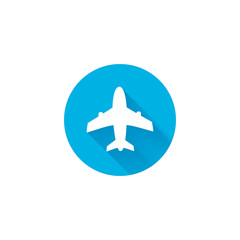 Airplane icon vector blue illustration design Logo Template. Travel background with aircraft and place for your text. Vector