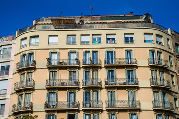 BARCELONA, SPAIN - April, 2019: Architectural buildings and street photography around the center of Barcelona city in a typical Summer day. Urban photography in Spain, Europe