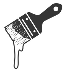 Monochrome paint brush with paint drop