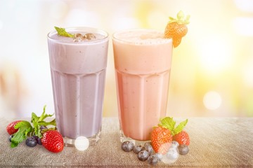 Fruit Smoothies   Isolated on a White Background