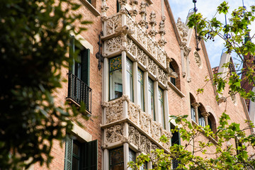 BARCELONA, SPAIN - April, 2019: View of Diagonal avenue and The Punxes house in Barcelona.