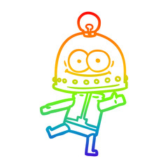 Fototapeta premium rainbow gradient line drawing happy carton robot with light bulb