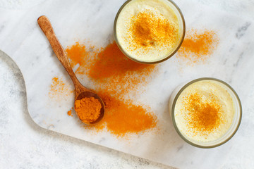 Golden milk with turmeric powder