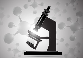Abstract microscope background with the study of bacteria, molecules, substances. Science, education, chemistry, experiment, laboratory concept.