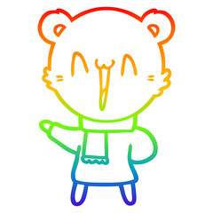 rainbow gradient line drawing happy bear cartoon