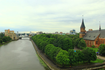 The 12th-century Konigsberg Cathedral stands on the banks of the Pregolya River