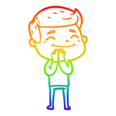 rainbow gradient line drawing happy cartoon man