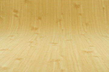 Corrugated paper with wood pattern background curve on the conner to infinity background.