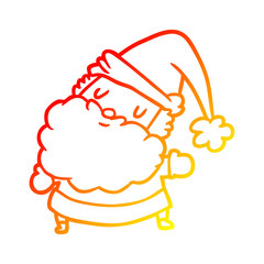 warm gradient line drawing santa claus