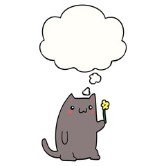 cute cartoon cat and thought bubble