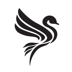 abstract Black Flying swan logo design inspiration