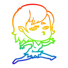 rainbow gradient line drawing cartoon vampire girl