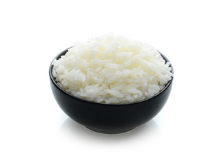 rice in bowl isolated on white background