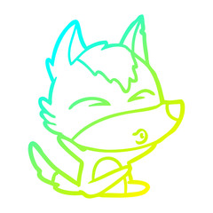 cold gradient line drawing cartoon wolf whistling
