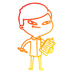 warm gradient line drawing cartoon boy
