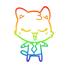 rainbow gradient line drawing cartoon cat