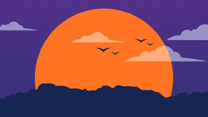 Refreshing Natural Sunset Landscape