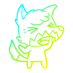 cold gradient line drawing angry cartoon fox