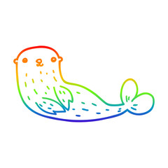 rainbow gradient line drawing cartoon seal