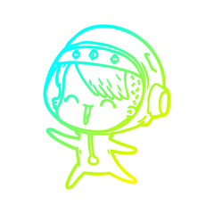 cold gradient line drawing happy cartoon space girl
