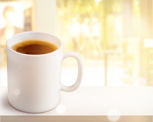 Black coffee in white cup isolated on  background