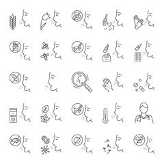 Allergies linear icons set