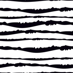 Abstract seamless vector pattern. Black and white. Strokes, bruch lines. Ink. Monochrome hand draw texture. Paint stripes lines backdrop. Modern fashion texture rough striped fabric background