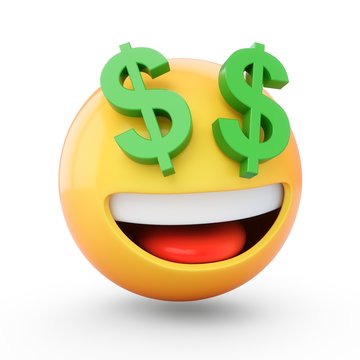 3D Rendering Rich emoji isolated on white background