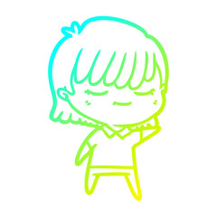 Fototapeta premium cold gradient line drawing cartoon woman