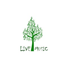 Obraz premium Live music sign icon, Karaoke symbol, Music tree