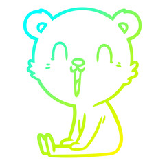 cold gradient line drawing happy cartoon bear