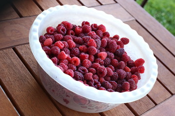 Raspberries in a plate 