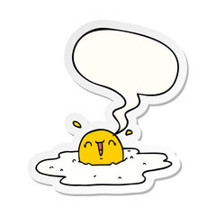 cartoon fried egg and speech bubble sticker