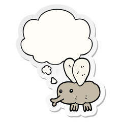 cartoon fly and thought bubble as a printed sticker