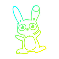 cold gradient line drawing cute cartoon rabbit